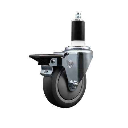 Service Caster 4'' Thermoplastic Rubber Swivel 1-3/8'' Expanding Stem Caster with Brake SCC-EX20S414-TPRB-PLB-138